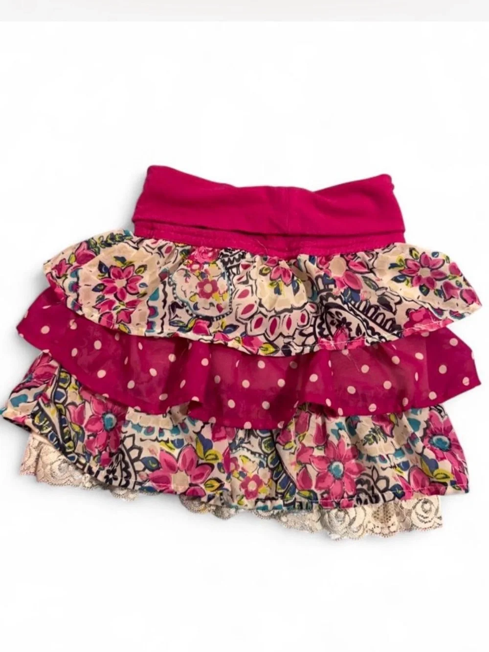 The Children's Place 1989 Place Girls Floral Tiered Ruffle Skirt Size 4